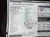2022 Dodge Challenger SXT Blacktop Window Sticker
