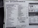 2022 Jeep Gladiator Rubicon 4x4 Window Sticker