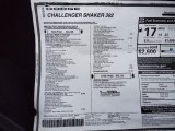 2022 Dodge Challenger R/T Scat Pack Shaker Widebody Window Sticker