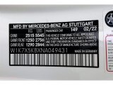 2022 AMG GT Color Code for Polar White - Color Code: 149
