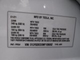 2021 Tesla Model Y Long Range AWD Info Tag