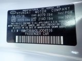 2020 Veloster Color Code for Chalk White - Color Code: P6W