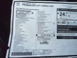2022 Ram ProMaster City Tradesman Cargo Van Window Sticker
