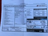 2020 Audi R8 V10 Performance Window Sticker