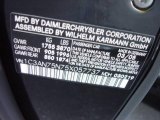 2005 Chrysler Crossfire SRT-6 Roadster Info Tag