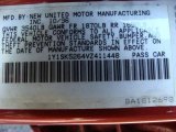 1997 Geo Prizm  Info Tag
