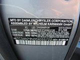 2005 Chrysler Crossfire SRT-6 Coupe Info Tag