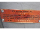 1971 Alfa Romeo 2000 Spider Veloce Roadster Info Tag