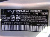 2008 C Color Code for Iridium Silver Metallic - Color Code: 775