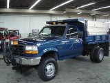 1995 Medium Lapis Blue Metallic Ford F350 XL Regular Cab 4x4 Chassis Dump Truck #23918312
