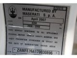 2007 Maserati Quattroporte  Info Tag