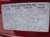 1992 Geo Tracker LSi Soft Top 4x4 Info Tag