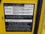 2001 Hummer H1 Soft Top Info Tag