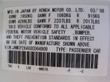 2008 Accord Color Code for Taffeta White - Color Code: NH578