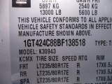 2011 GMC Sierra 3500HD SLT Crew Cab 4x4 Dually Info Tag