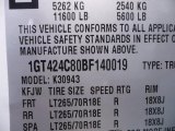2011 GMC Sierra 3500HD SLT Crew Cab 4x4 Info Tag