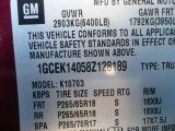 2008 Chevrolet Silverado 1500 LT Regular Cab 4x4 Info Tag