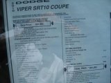 2010 Dodge Viper SRT10 Coupe Window Sticker