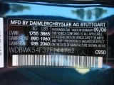 2007 SLK Color Code for Caspian Blue Metallic - Color Code: 950