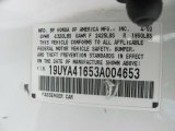 2003 Acura CL 3.2 Type S Info Tag