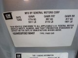 2003 Pontiac Grand Am SE Sedan Info Tag