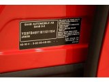 2008 9-3 Color Code for Laser Red - Color Code: 278