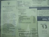 2011 Maserati GranTurismo S Automatic Window Sticker