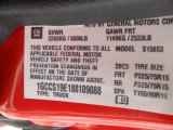 2008 Chevrolet Colorado LT Extended Cab Info Tag