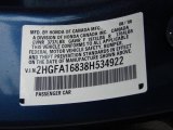 2008 Honda Civic EX Sedan Info Tag