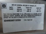 2000 Buick Regal LS Info Tag