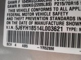 2004 Element Color Code for Shoreline Mist Metallic - Color Code: YR528M
