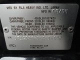 2005 Subaru Impreza WRX Sedan Info Tag