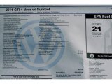 2011 Volkswagen GTI 4 Door Window Sticker