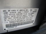 2002 Honda Accord DX Sedan Info Tag