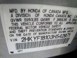 2003 Honda Pilot LX 4WD Info Tag