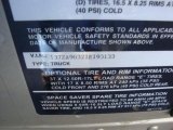 2001 Hummer H1 Soft Top Info Tag