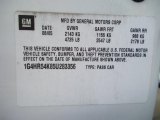 2005 Buick LeSabre Limited Info Tag