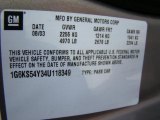 2004 Cadillac Seville SLS Info Tag