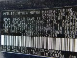2005 Toyota Matrix  Info Tag