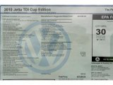 2010 Volkswagen Jetta TDI Cup Street Edition Window Sticker