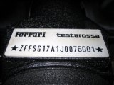 1988 Ferrari Testarossa  Info Tag