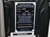 1995 Bentley Brooklands Sedan Info Tag