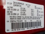 2007 Grand Caravan Color Code for Inferno Red Crystal Pearl - Color Code: PRH