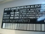 2005 Mercedes-Benz C 230 Kompressor Sedan Info Tag