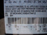 2009 Edge Color Code for Black - Color Code: UA