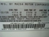 2008 MAZDA3 Color Code for Crystal White Pearl Mica - Color Code: 34K