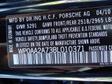 2011 Porsche Panamera 4 Info Tag