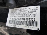 1998 Honda Civic DX Coupe Info Tag