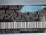 2007 Toyota Camry XLE V6 Info Tag