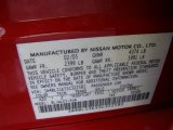 2005 Nissan Altima 3.5 SE-R Info Tag